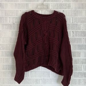 Like New 525 America Maroon Cable Knit Sweater
